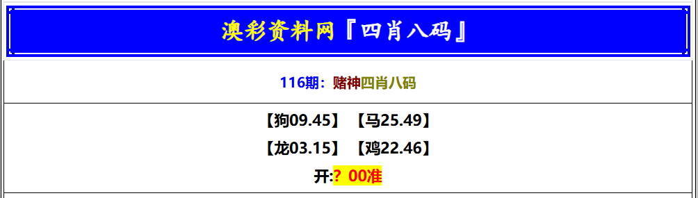 澳彩图库 2026 赌神四肖八码